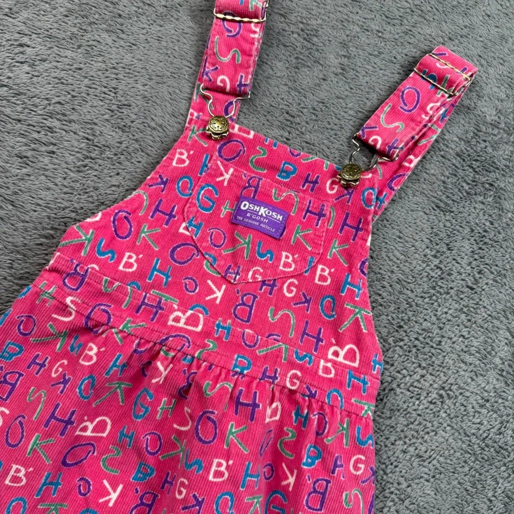 OshKosh Vintage Pink Alphabet Corduroy Overalls